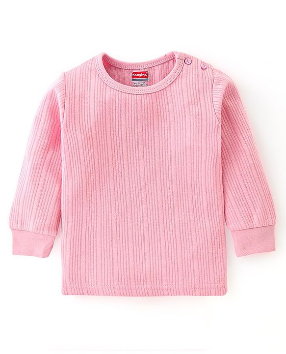 Babyhug Full Sleeves Thermal Wear Pullover Vest & Pant Set Pack Of 3 - Pink