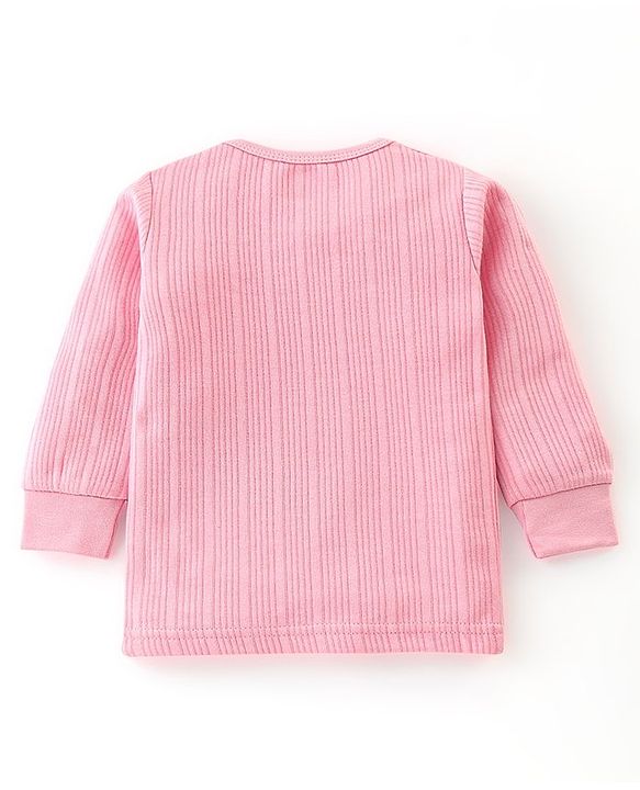 Babyhug Full Sleeves Thermal Wear Pullover Vest & Pant Set Pack Of 3 - Pink