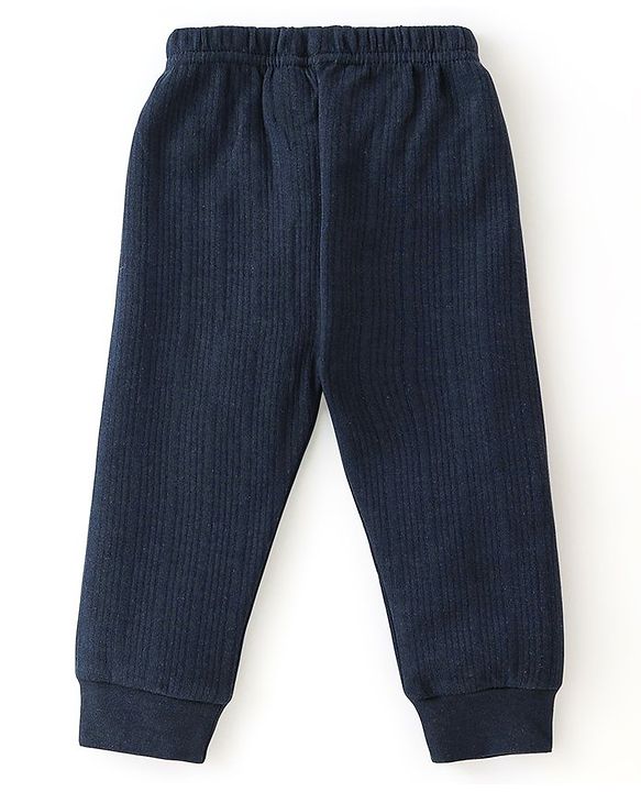 Babyhug Full Sleeves Thermal Wear Pullover Vest & Pant Set - Dark Navy