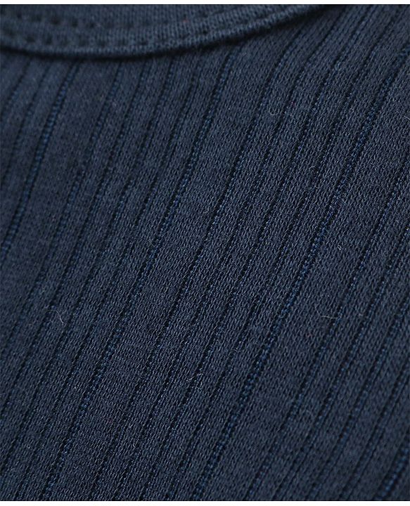 Babyhug Full Sleeves Thermal Wear Pullover Vest & Pant Set - Dark Navy