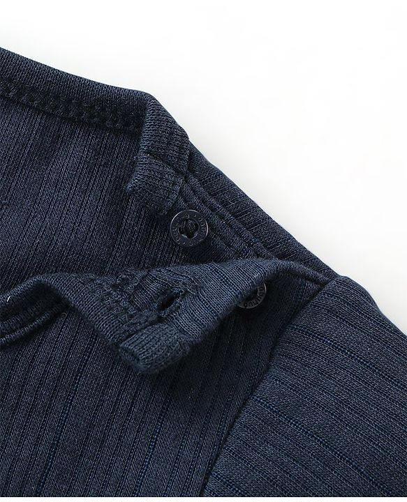 Babyhug Full Sleeves Thermal Wear Pullover Vest & Pant Set - Dark Navy