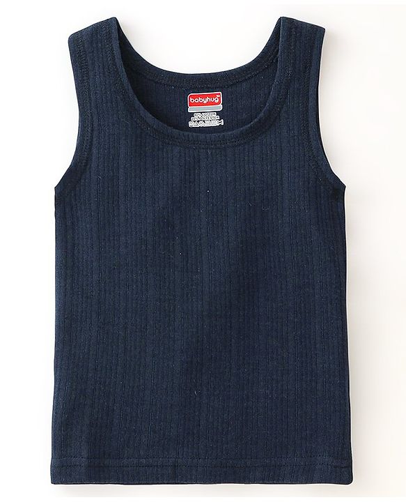 Babyhug Full Sleeves Thermal Wear Pullover Vest & Pant Set - Dark Navy