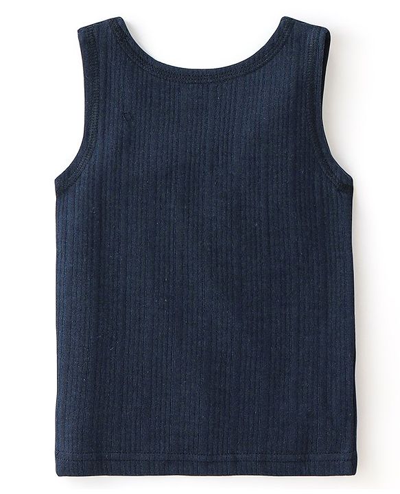 Babyhug Full Sleeves Thermal Wear Pullover Vest & Pant Set - Dark Navy