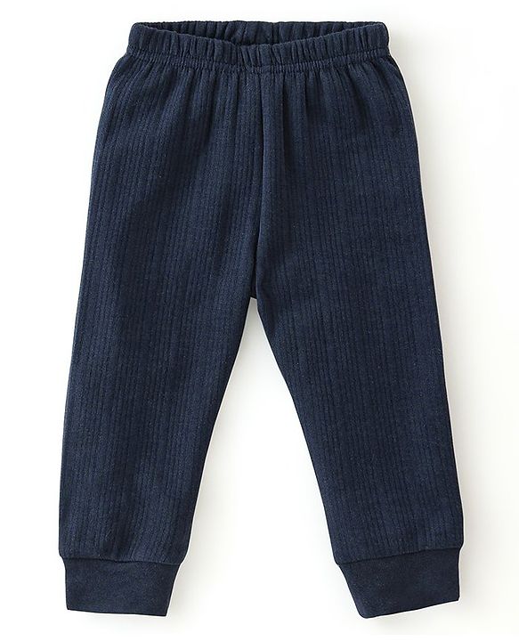 Babyhug Full Sleeves Thermal Wear Pullover Vest & Pant Set - Dark Navy