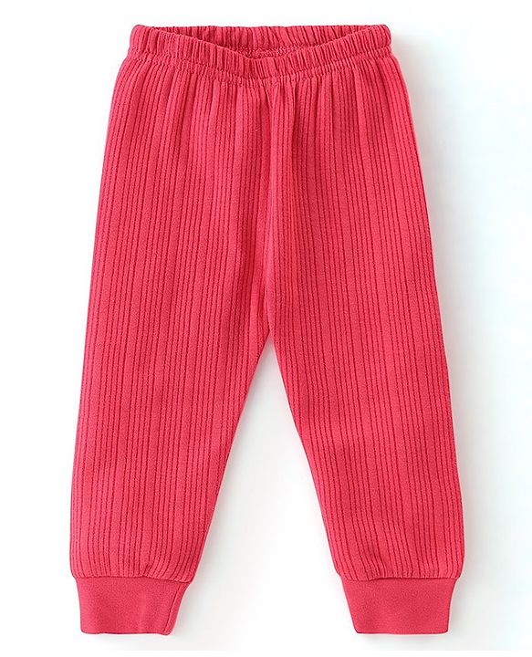 Babyhug Full Sleeves Thermal Wear Pullover Vest & Pant Set - Coral