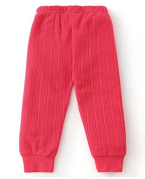 Babyhug Full Sleeves Thermal Wear Pullover Vest & Pant Set - Coral