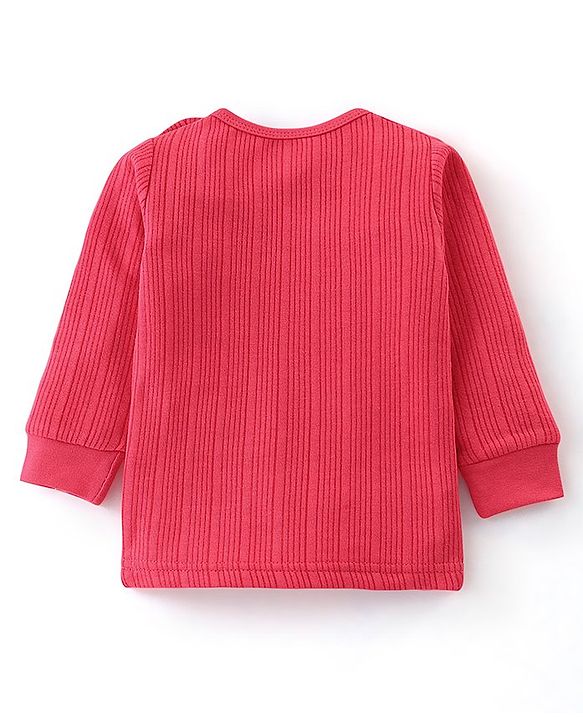 Babyhug Full Sleeves Thermal Wear Pullover Vest & Pant Set - Coral