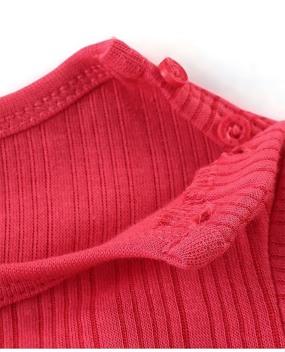 Babyhug Full Sleeves Thermal Wear Pullover Vest & Pant Set - Coral