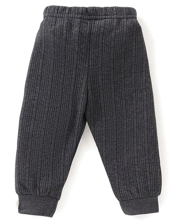 Babyhug Cotton Full Sleeves Thermal Vest & Legging Set Solid Colour - Dark Grey