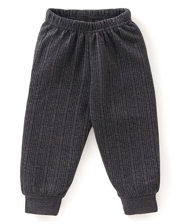 Babyhug Cotton Full Sleeves Thermal Vest & Legging Set Solid Colour - Dark Grey
