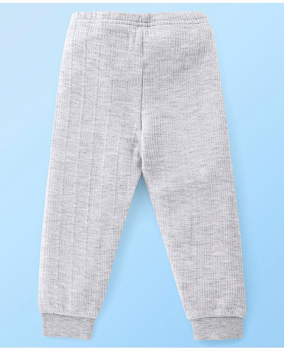 Babyhug Full Sleeves Thermal Vest & Legging Set Solid Colour - Light Grey