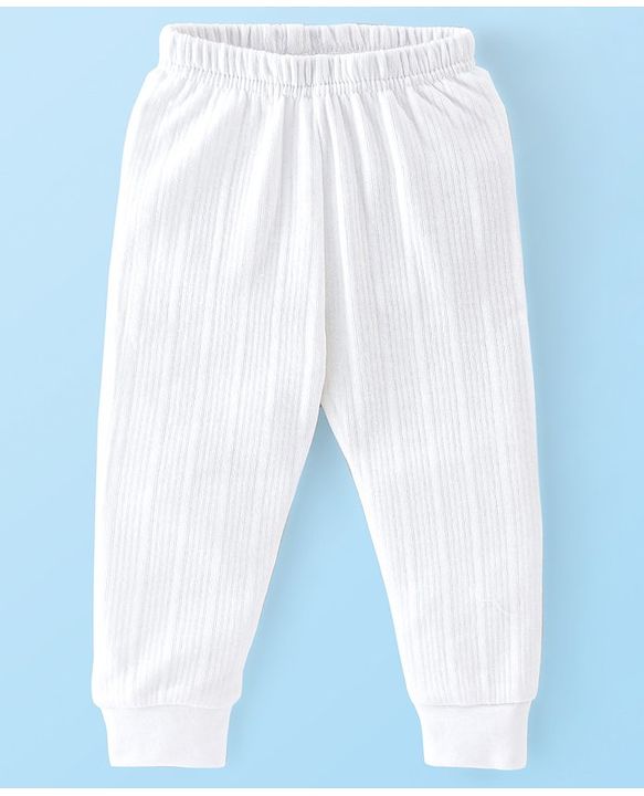 Babyhug Full Sleeves Thermal Vest & Legging Set Solid Colour - Offwhite