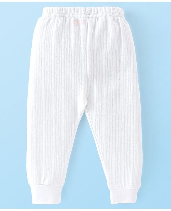 Babyhug Full Sleeves Thermal Vest & Legging Set Solid Colour - Offwhite