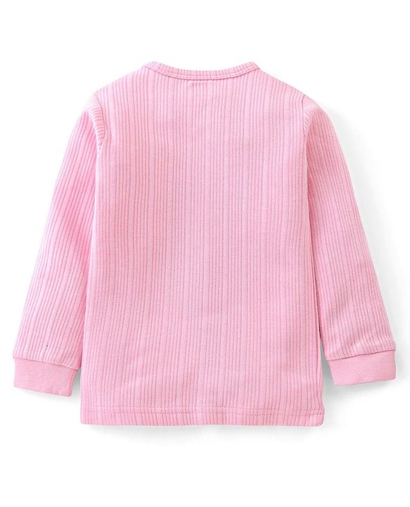 Babyhug Cotton  Full Sleeves Thermal Vest & Legging Set Solid Colour - Pink