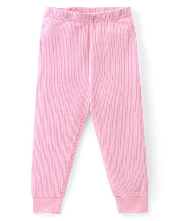 Babyhug Cotton  Full Sleeves Thermal Vest & Legging Set Solid Colour - Pink