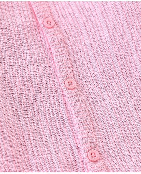 Babyhug Cotton  Full Sleeves Thermal Vest & Legging Set Solid Colour - Pink