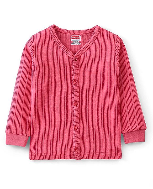 Babyhug Full Sleeves Solid Color Thermal Inner Wear Set - Coral