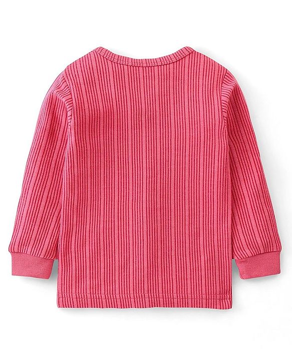 Babyhug Full Sleeves Solid Color Thermal Inner Wear Set - Coral