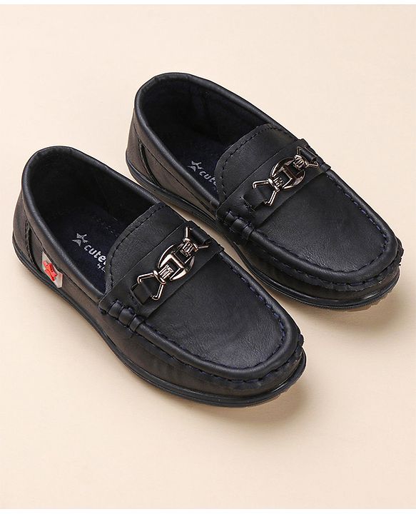 Cute Walk by Babyhug Slip On Solid Formal & Partywear Shoes with Chain Applique - Royal Blue