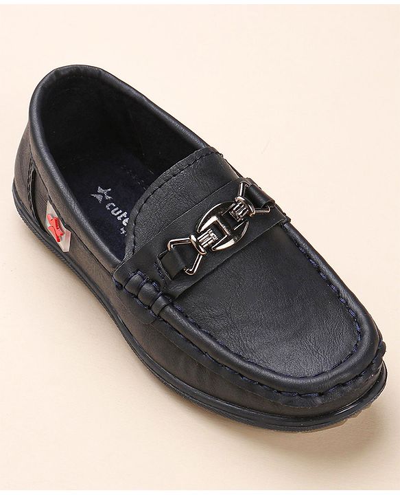 Cute Walk by Babyhug Slip On Solid Formal & Partywear Shoes with Chain Applique - Royal Blue