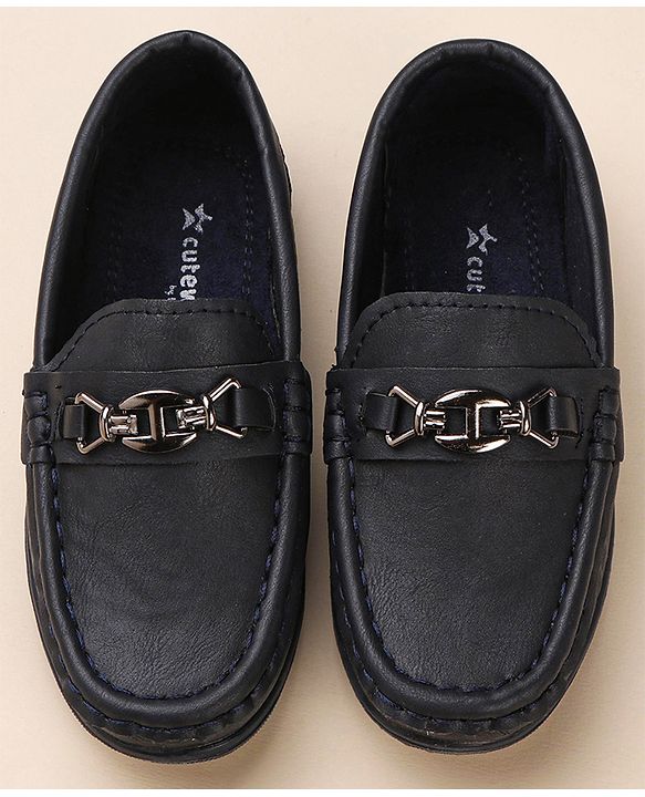 Cute Walk by Babyhug Slip On Solid Formal & Partywear Shoes with Chain Applique - Royal Blue