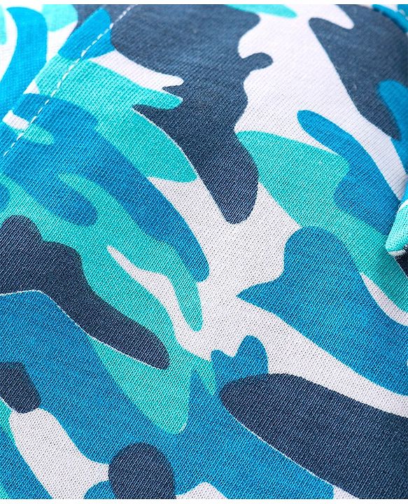 Babyhug 100% Cotton Knit Half Sleeves Regular Shirt with Camo Print - Blue