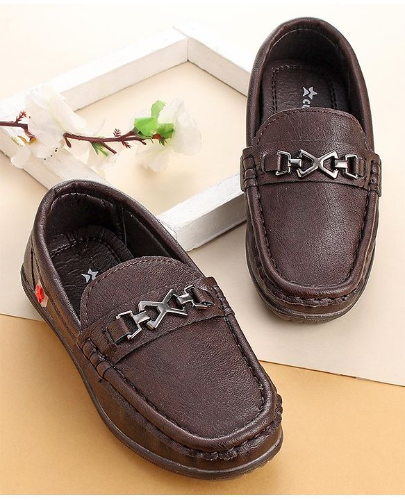 Cute Walk by Babyhug Slip On Formal & Partywear Shoes with Applique - Dark Brown