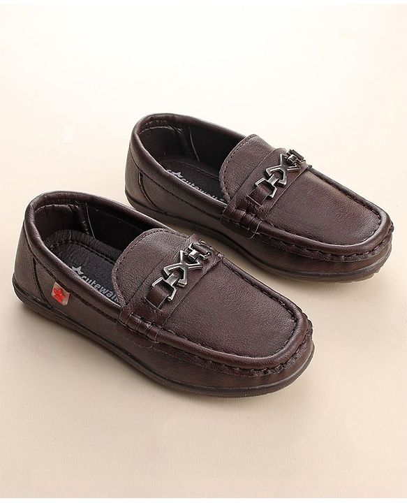 Cute Walk by Babyhug Slip On Formal & Partywear Shoes with Applique - Dark Brown