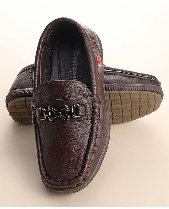 Cute Walk by Babyhug Slip On Formal & Partywear Shoes with Applique - Dark Brown