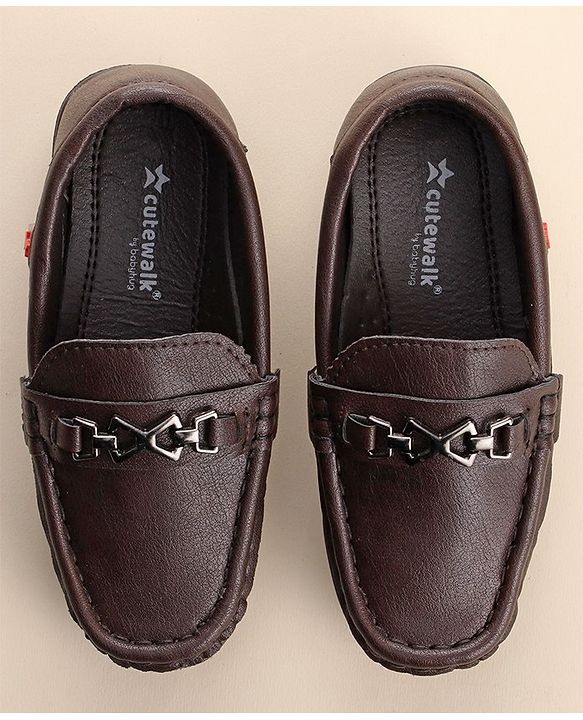 Cute Walk by Babyhug Slip On Formal & Partywear Shoes with Applique - Dark Brown
