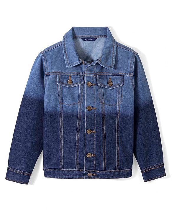 Pine Kids Full Sleeves Dip Dyed Denim Jackets - Blue