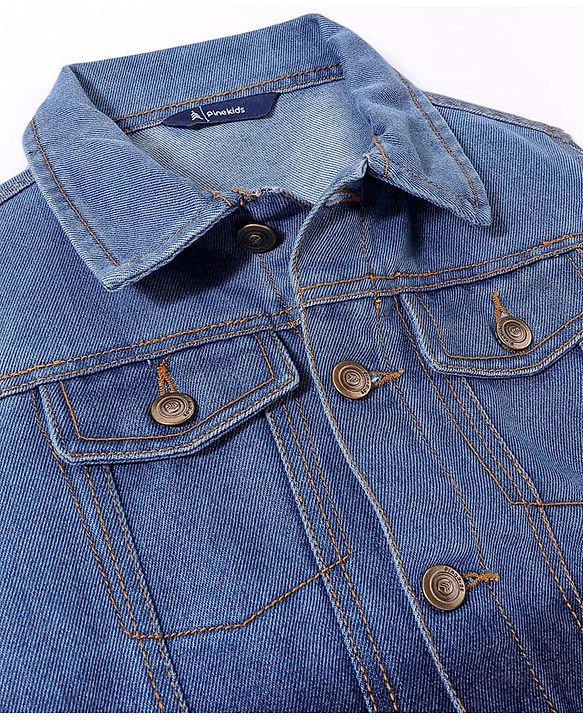 Pine Kids Full Sleeves Dip Dyed Denim Jackets - Blue
