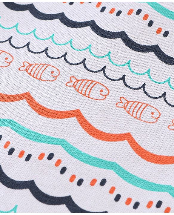 Babyhug 100% Cotton Knit Half Sleeves Fish Print Shirt - Multicolour