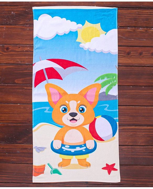 Babyhug Terry Woven Towel with Fox  Print L 50.8 X B 101.6 cm - Multicolour