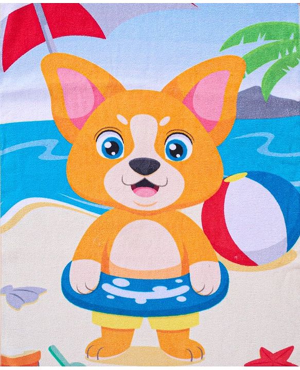 Babyhug Terry Woven Towel with Fox  Print L 50.8 X B 101.6 cm - Multicolour