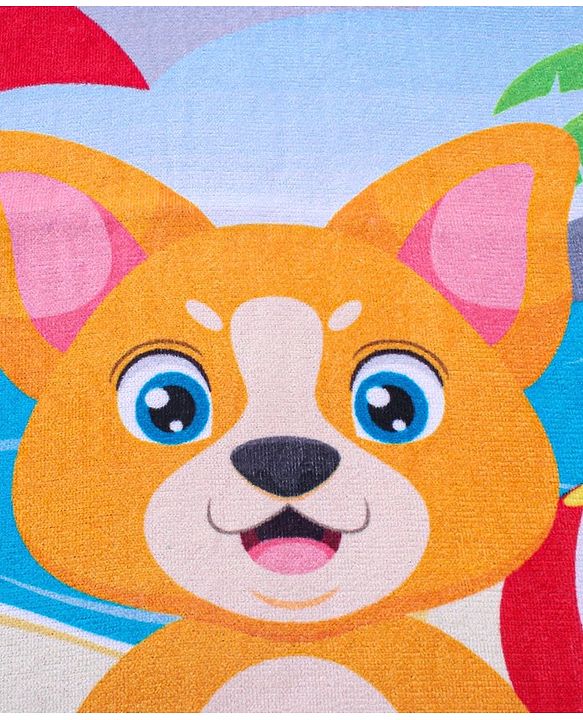 Babyhug Terry Woven Towel with Fox  Print L 50.8 X B 101.6 cm - Multicolour