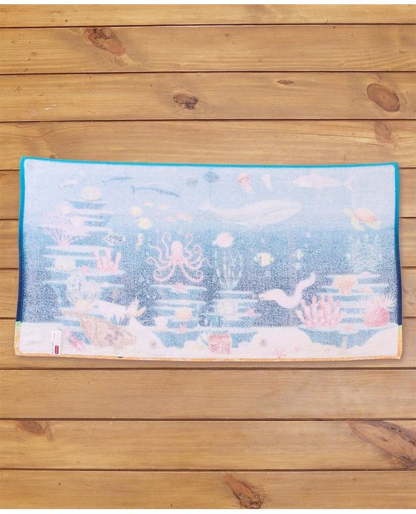 Babyhug Terry Woven Sea Life  Print Towel L 100 x B 50 cm - Blue