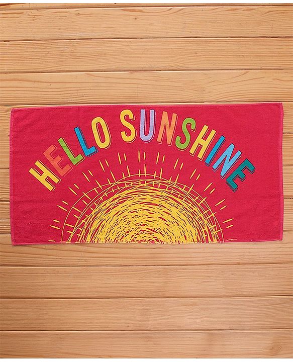 Babyhug Terry Woven Sunshine Print Towel L 101.6 x B 50.8 cm - Red