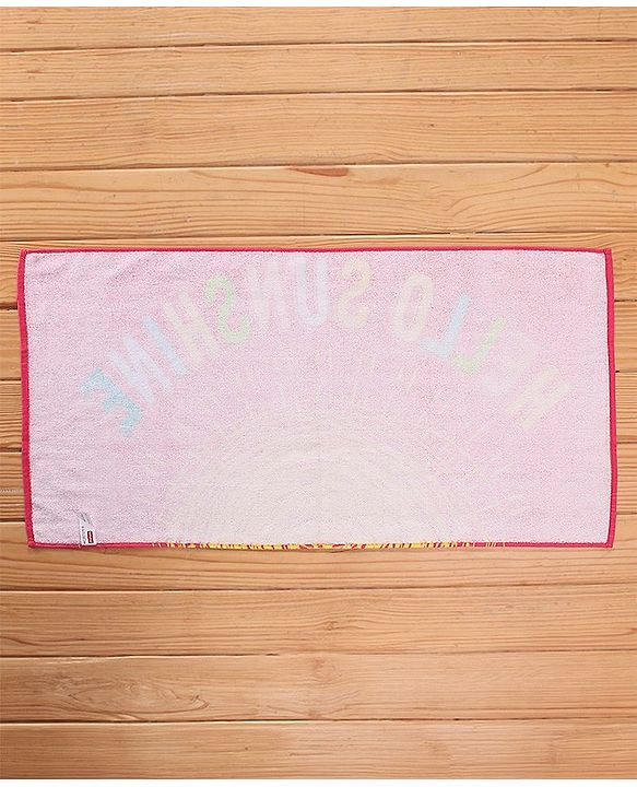 Babyhug Terry Woven Sunshine Print Towel L 101.6 x B 50.8 cm - Red