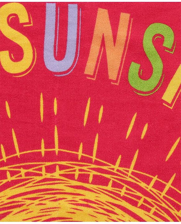 Babyhug Terry Woven Sunshine Print Towel L 101.6 x B 50.8 cm - Red