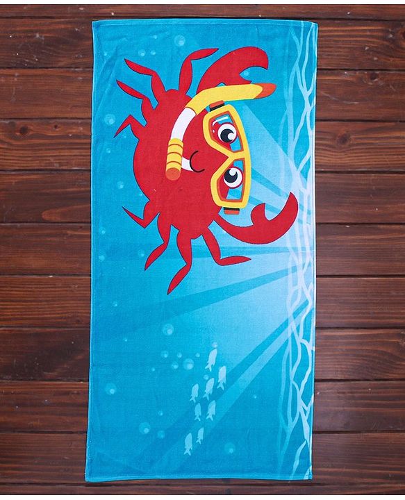 Babyhug Terry Woven Towel with Crab Print L 50.8 X B 101.6 cm - Blue