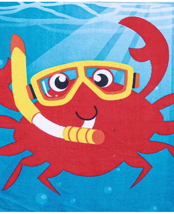 Babyhug Terry Woven Towel with Crab Print L 50.8 X B 101.6 cm - Blue