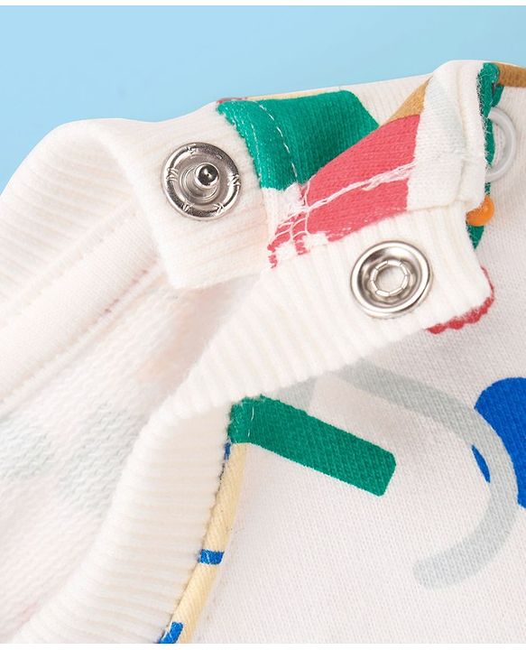Babyhug Cotton Full Sleeves Sweatshirt With Bear & Penguin Print- Off White