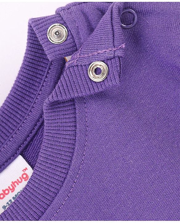 Babyhug Cotton Full Sleeves Sweatshirt with Christmas Graphic Print - Purple