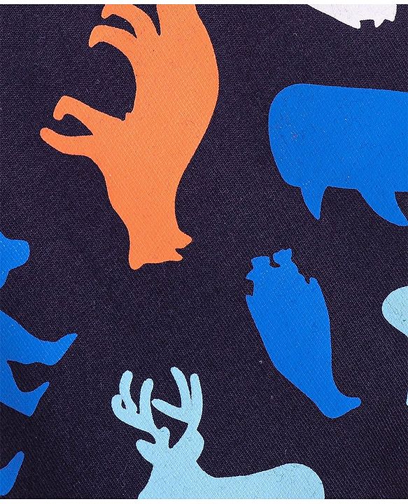 Babyhug Cotton Full Sleeves Sweatshirt Bear & Whale Print- Navy Blue