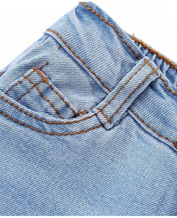 Babyhug Denim Full Length Washed Jeans With Stretch - Light Blue