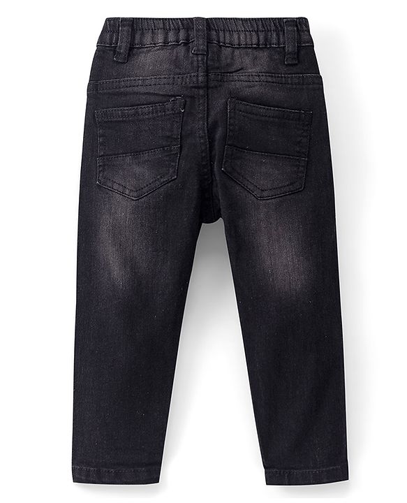 Babyhug Denim Full Length Washed Jeans With Stretch - Light Blue