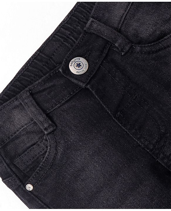 Babyhug Denim Full Length Washed Jeans With Stretch - Light Blue