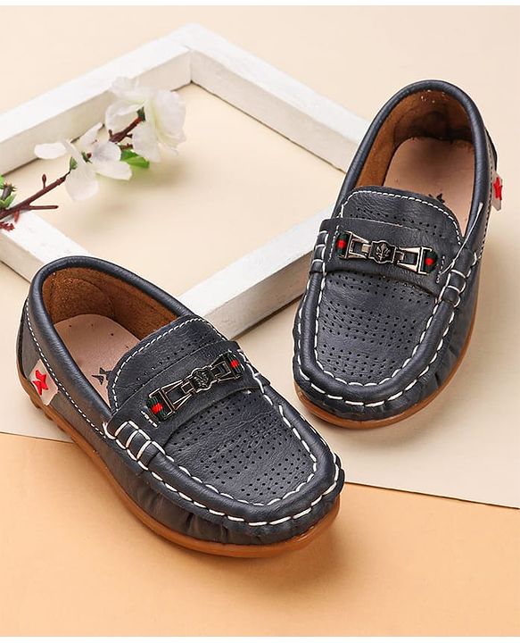 Cute Walk by Babyhug Formal & Partywear Slip On Shoes with Applique - Navy Blue