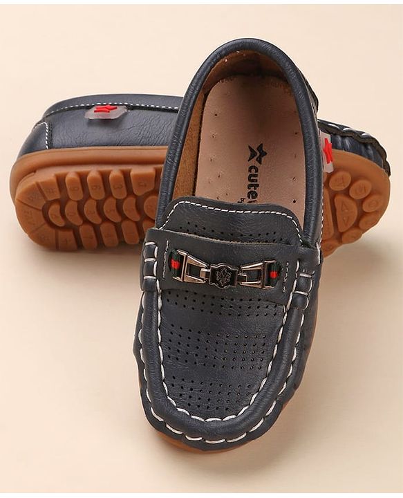 Cute Walk by Babyhug Formal & Partywear Slip On Shoes with Applique - Navy Blue